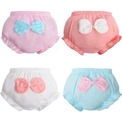 Baby boys Girls Cotton Ruffle Lace Shorts Infant Diaper Cover Bloomers Solid Underwear Briefs Pink Panties Frill Knickers
