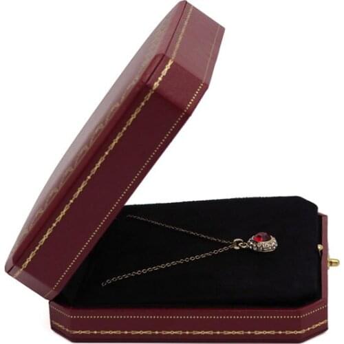 Leather paper jewellery boxes and packaging jewelry organizer gift box large pendant case free shipping