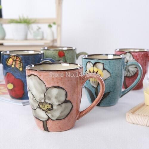 New Personality Retro Korean Hand-painted Creative Mug Simple Drinking Glass Ceramic Mug 350ml