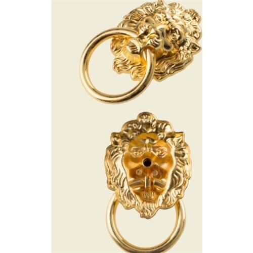 Hot 400pcs/lot 66*40mm Furniture Handles Beast for Lion Head Antique Alloy Handle Wardrobe Drawer Door Pull Retro Decoration 1PC