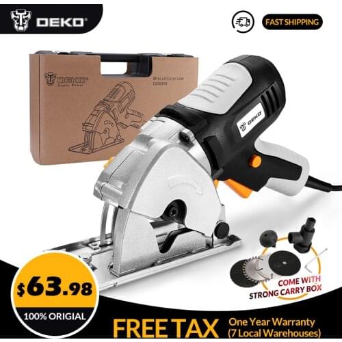 DEKO Mini Circular Saw Handle Power Tools, 4 Blades, BMC BOX Electric Saw with Personal Safety and Electrical Safety System