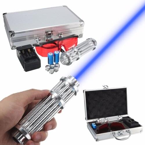 High-power powerful blue laser torch flashlight 450nm 1000m focusable blue laser pointer Burning match/burning cigar/candle
