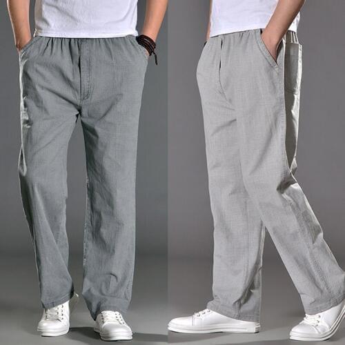 New arrival mens fashion Linen Men Cotton Trousers Loose Pants Thin Casual Elastic Waist plus Size L XL 2XL 3XL 4XL 5XL