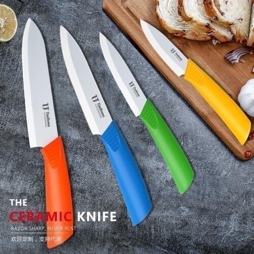 Ceramic knife set 3'4'5'6'+peeler Paring Zirconia kitchen knives with covers Timhome beautiful gift paring knife
