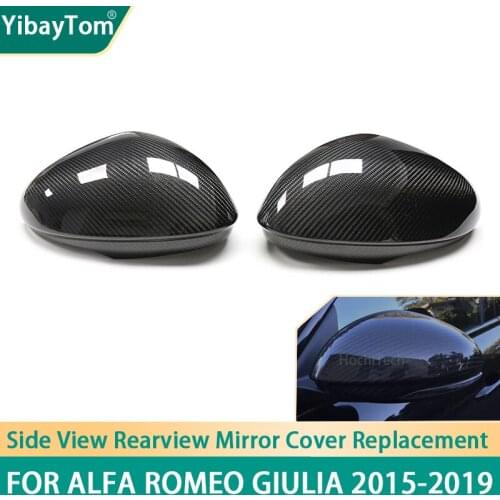 Real carbon fiber rear view side mirror cover sticker for Alfa Romeo Giulia 2015-2019