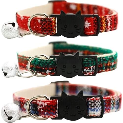 Nylon Christmas Collar Chihuahua Cats Accessories Pets Cat Collar Safety Cao Acessorio Adjustable Neck Strap For Kitten Strap