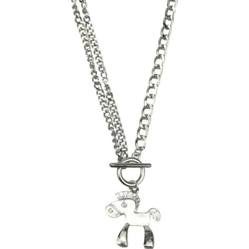 2021 new pony medal money bag pendant necklace simple and versatile fashion trendy sweater chain for men and women