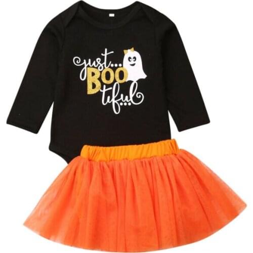 Newborn Kid Baby Girl My 1st Halloween Party Princess Fancy Pumpkins Costume Long Sleeve Romper Tutu Tulle Skirt Outfit Clothes