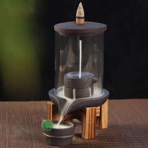 Turn Back Ceramic Aromatherapy Furnance Tower Incense Burner with Acrylic Cover Household Sandalwood Burner Home Decor