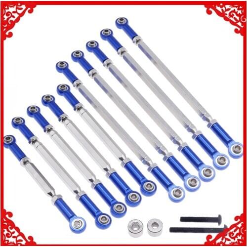 RCAWD 10 pcs/set alloy + #45 steel full car link set for 1-10 RGT 86100 86110 FTX5579 Outback Fury crawler parts