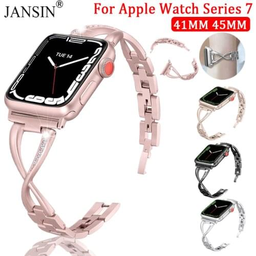 Women Diamond Band For Apple Watch Band 42mm 38mm 40mm 44mm Metal Bracelet Stainless Steel Strap For Apple Watch SE 6 5 4 3 2 1