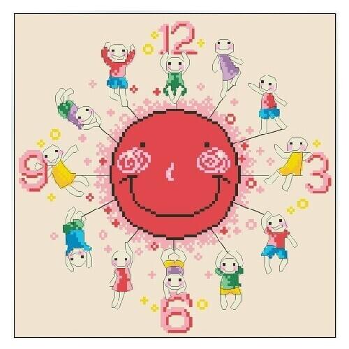 11CT counted Cross Stitches Stitch with Clock Kit 40*40cm Sun CS-019CLO