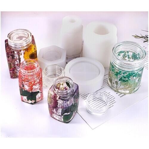 DIY Crystal Epoxy Resin Mold Bottle Storage Bottle Storage Sealed Jar With Lid Storage Silicone Mold For resin
