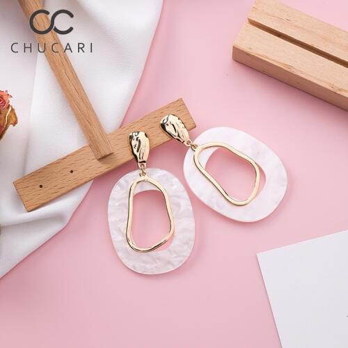 CHUCARI Gold Korean S925 Earrings for Women Lover Fashion Drop Round Heart Dangle Earring Wedding Geometric Jewelry Wholesale