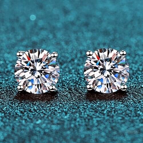 Moissanite Silver Jewelry Earrings 925 Silver D Color 1Ct Wedding Retro Fine Jewelry fashion Ear studs Moissanit Earring