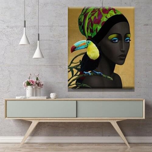 Nordic Abstract Modern Girl Gigure Hair Flower Bird Wall Art Canvas Painting Poster Prints Pictures For Living Room Home Decor