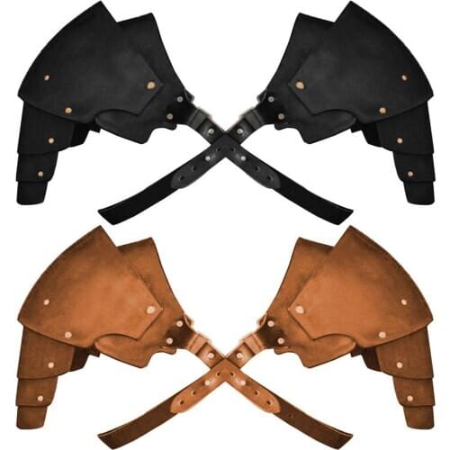 Medieval Retro Men Shoulder Armor Adjustable Light Weight Faux Leather Guard Suitable for role playing Christmas Gift