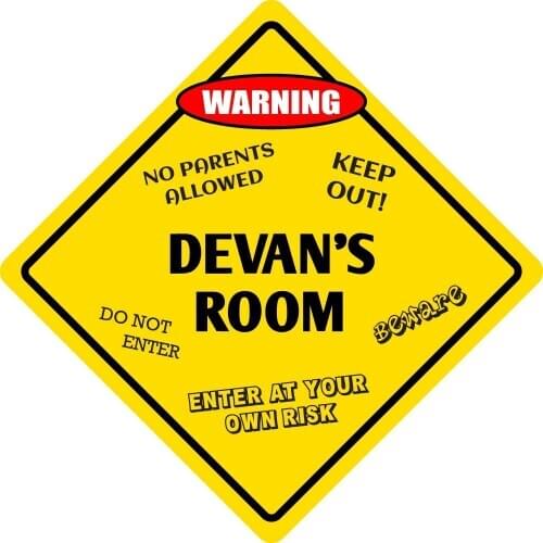 StickerPirate Devans Room Funny Kids Room Door Warning Danger Metal Novelty Sign Aluminum