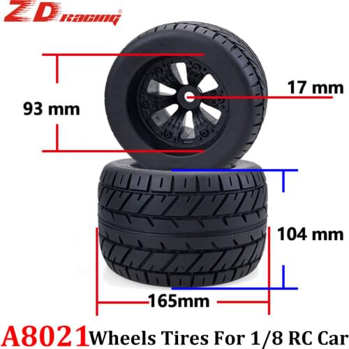 ZD Racing 2/4PCS 170MM Tires Monster Truck Wheels Tyre Wheel 17mm Adapter Hex Hub for 1/8 RC Car Traxxas HSP ARRMA Kyosho HPI