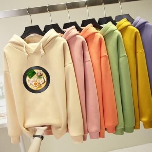 Women/men Sweatshirts Hoodies Japanese Ramen Food Print Funny 2019 New Design Fashion Oversized Hoody Harajuku Streetwear Tops