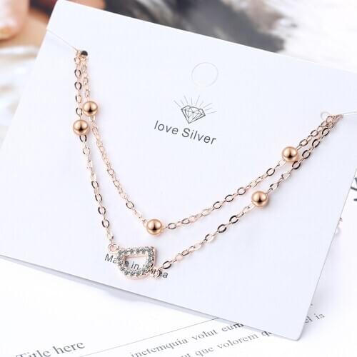 Utimtree Simple 925 Sterling Silver Double-layer Circle Letter D Bracelet For Women Fashion Zircon pulseras Jewelry