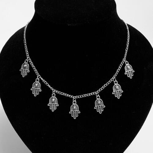 1 piece vintage palm buddhist ohm symbol lotus yoga Om pendant necklace women necklace jewelry