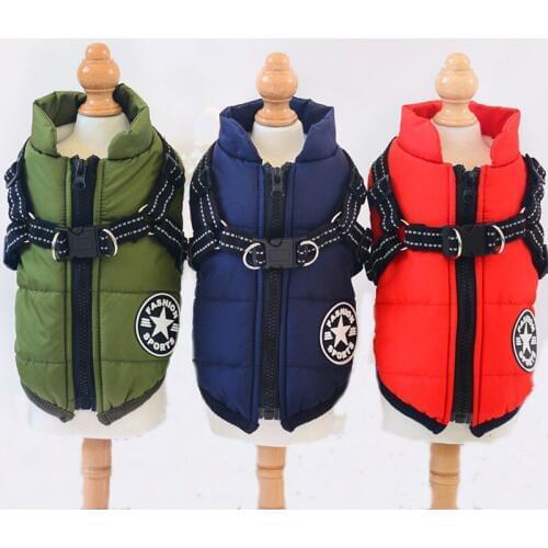 Winter Pet Dog Clothes Waterproof Puppy Pet Jacket Coat For French Bulldog NO HARNESS Vest Outfit For Small Dogs Bichon Clothing