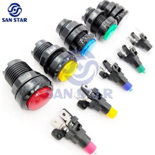 10 pcs of 34mm top 24mm mounting hole Illuminated Push Button with Microswitch for Arcade Machine