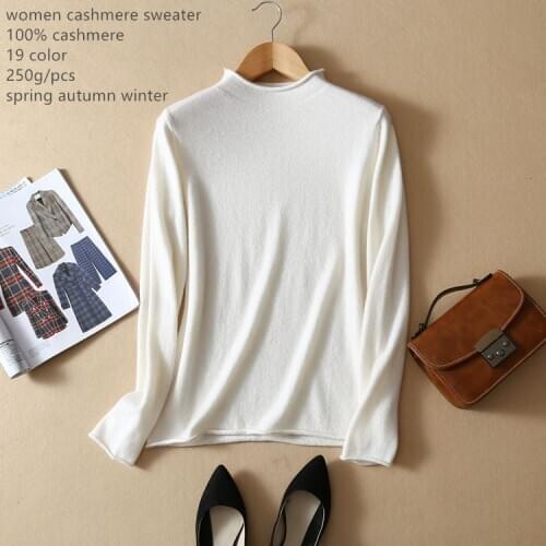 Naizaiga 100% cashmere turtleneck Rolled Half Turtleneck Pure Knit Pullover Bottom Shirt solid warm sweater , DGRP16