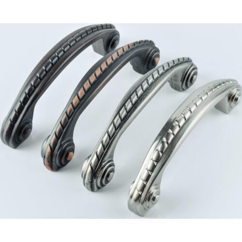 3" antique silver black antique copper retro style cabinet drawer pull knob 76mm simple stain nickel kitchen cabinet handle