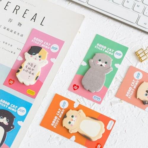 30 Sheet/Pack Kawaii Cat Sticky Note Stitching Notepad Stickers Cute Memo Pad DIY Stationery Student Diary Supplies 8 Styles