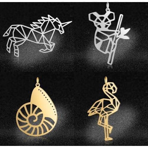 5pcs/lot 30-50mm Large Size Wild Animal Koala DIY Charms Wholesale 100% Stainless Steel Flamingo Hummingbird Connectors Charm