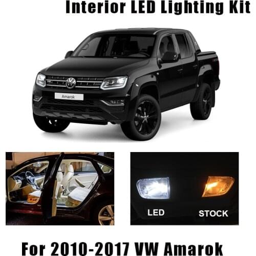9pcs White Canbus Car Interior LED Dome Reading Map Roof Light Kit For Volkswagen VW Amarok 2010-2017 Vehicle License Plate Lamp