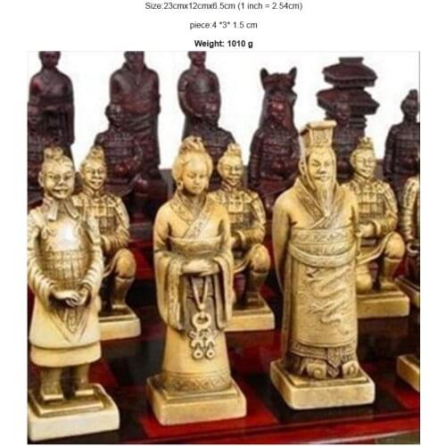 Free shipping A Set of ExquisiFree SHIPPING Chinese 32 pieces Terra-Cotta Warriors Statue Chess with Antique Dragon Phoenix Box