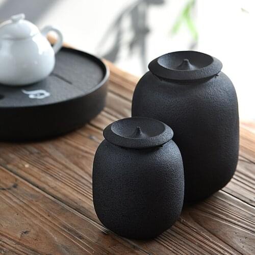 Tea Box Ceramic Sugar Coffee Tea Containers Vintage Tea Caddy Pottery Jar Teaware Storage Accessories Pu Er Caddies Decoration