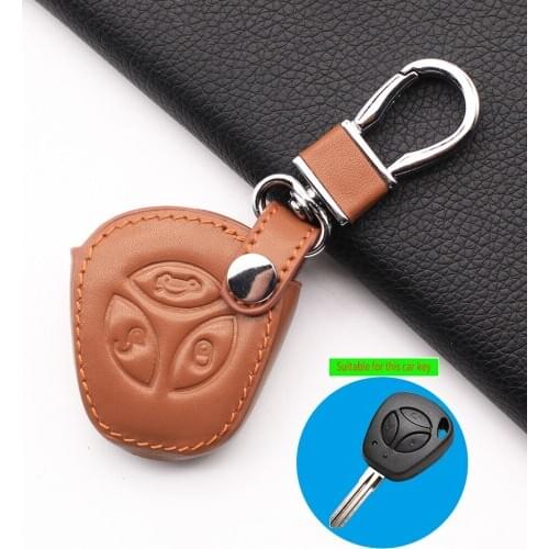 High Quality Genuine Leather Remote Key Case Car Key Wallet For Lada chain For Renault Keychain 3 buttons remote control