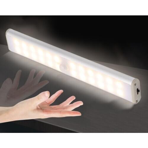 Motion Sensor LED Under Cabinet Light USB Rechargeable Magnetic Strip Stick-on Sensor Lights for Closet kitchen Wardrobe Bedroom