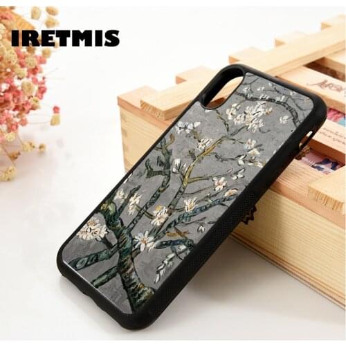 Iretmis 5 5S SE 6 6S Soft Rubber phone case cover for iPhone 7 8 plus X Xs 11 Pro Max XR Grey Van Gogh Italy Styles Tree Art