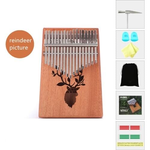 Kalimba 17 Keys Thumb Piano,Tune Hammer and Study Instruction,Portable Mbira Finger Piano,Gift for Kids Adult Professional