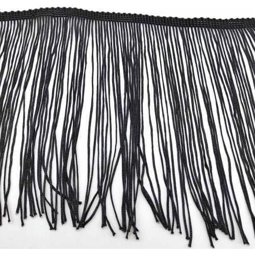 Nice 10 yards Black 15cm Long Fringe Lace Tassel Polyester Lace Trim Ribbon Sew Latin Dress Stage Garment Curtain DIY Accessorie