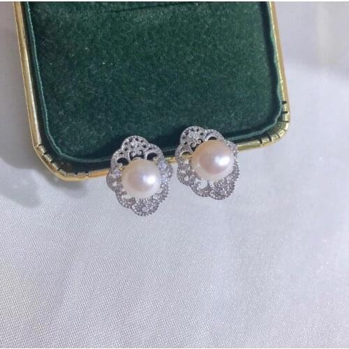 Lace 925 Sterling Silver Earrings Findings Settings Base Mountings Parts Mounts for Coral Pearls Agate Crystal Stones Jade