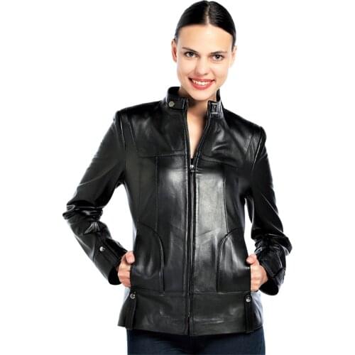 Genuine Soft Lambskin Leather Jacket Handmade Female Red Pink Biker Leather Jacket Woman Coat Real Fur Custom Product Jackets