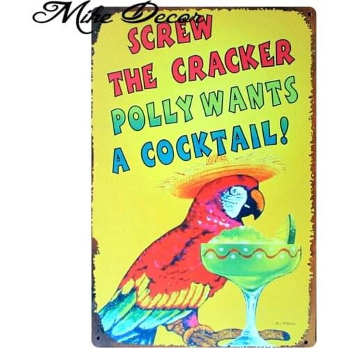[ Mike86 ] polly birds A Cocktail Metal signs Art wall decor House Cafe Pub Iron Painting B-49 Mix order 20*30 CM