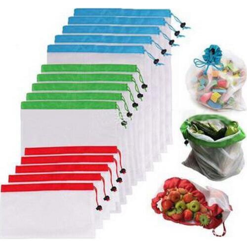 Reusable Produce Mesh Bags Washable Eco Friendly Bags for Grocery Shopping Storage Fruit Vegetable Toys 12/15pcs
