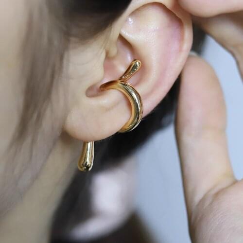 New Personality Spiral Ear Clip Cold Wind Snake-shaped Non-pierced Earrings Punk Gothic Metal Simple Trendy Gold Clip Earrings