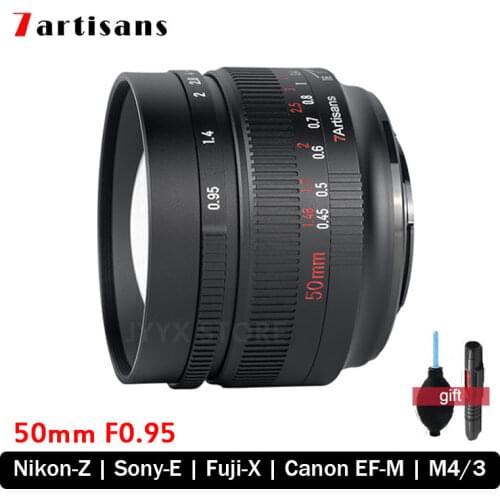 7artisans 50mm F0.95 APS-C Camera Lens Large Aperture Manual Focus for Nikon Z M4/3 Fujifilm X Canon EF-M EOS-M Sony E Camera