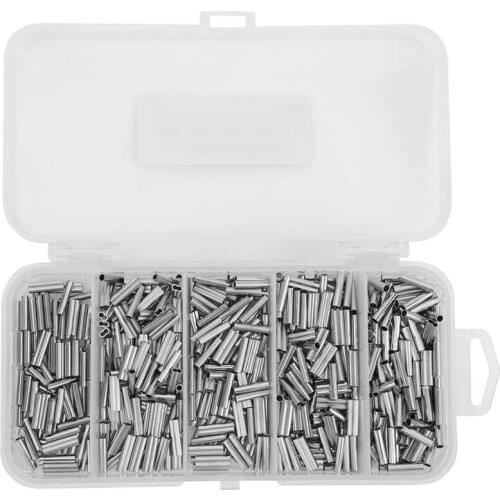 500PCS Single Double Barrel Crimping Sleeve Fishing Line Wire Leader Copper Tube Connector Fishing Line Crimping Sleeves