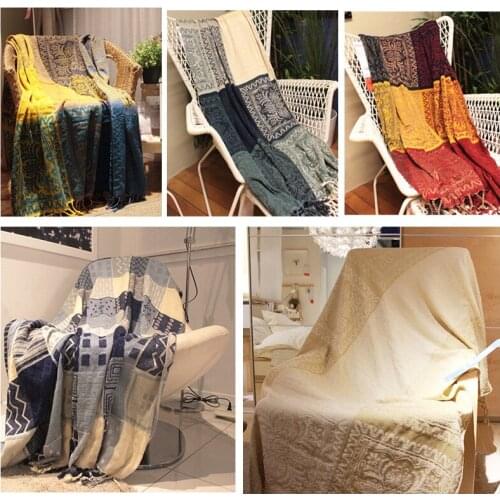 Blanket Bohemian Chenille Plaids Decorative Throws on Bed Plane Cobertor Blanket With Tassel