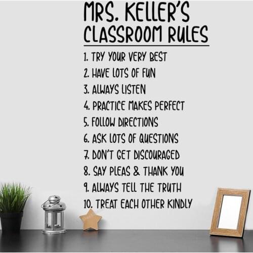 Personalised Custom name Classroom Rules Wall Sticker Teacher School Decal try your very best Decor Removable Art Murals DG222