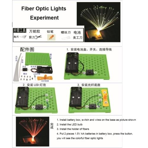 Plastic Kid Children Science Scientific Experiment Kits DIY Colorful Fiber Optic Lights Birthday Party Bag Fillers Toys